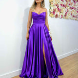 Rosie Strapless Satin Gown - Purple