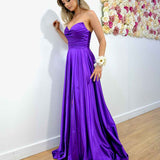 Rosie Strapless Satin Gown - Purple