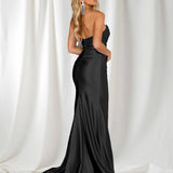 Rowan Strapless Satin Gown - Black