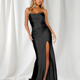 Rowan Strapless Satin Gown - Black