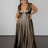 Sabrina Stretch Shimmer Gown - Copper