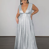 Sabrina Stretch Shimmer Gown - Crystal White