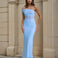 Sadie One Shoulder Maxi Dress Blue Front