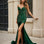 Sasha Strapless Corset Formal Gown - Emerald Front