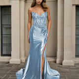 Sasha Strapless Corset Gown - Light Blue