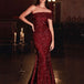 Elora One Shoulder Sequin Gown - Burgundy