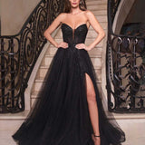 Milla Strapless Beaded Gown - Black