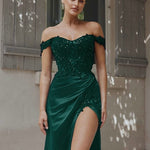 Elyssa Beaded Lace Corset Gown - Emerald