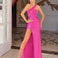 Katherine One Shoulder Satin Gown - Fuchsia