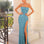 Guinevere Strapless Corset Sequin Gown - Aua Blue