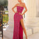 Guinevere Strapless Corset Sequin Gown - Fuchsia