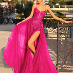 Birdie Corset Lace Gown - Fuchsia