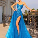 Birdie Corset Lace Gown - Crystal Blue