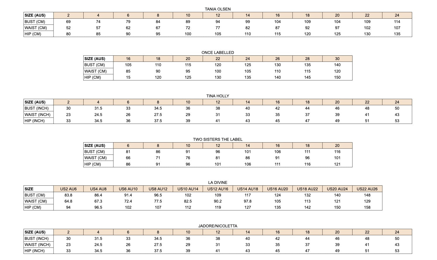 Womens Dress Size Chart & Conversion | Miss Runway Boutique Womens Dress Size Chart & Conversion | Miss Runway Boutique