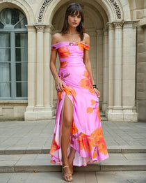 Seraphine Maxi Dress Orange/Pink Front