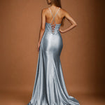 Sirena Corset Gown Dusty Blue Back