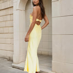 Skye Maxi Halter dress yellow back