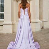 Sloane Satin Corset Gown Lilac Back