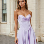 Sloane Satin Corset Gown Lilac Front