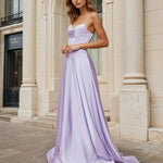 Sloane Satin Corset Gown Lilac Front