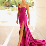 Julia One Shoulder Corset Gown - Magenta