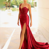 Julia One Shoulder Corset Gown - Red