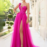 Ariella One Shoulder Gown - Magenta