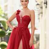 Ariella One Shoulder Gown - Red