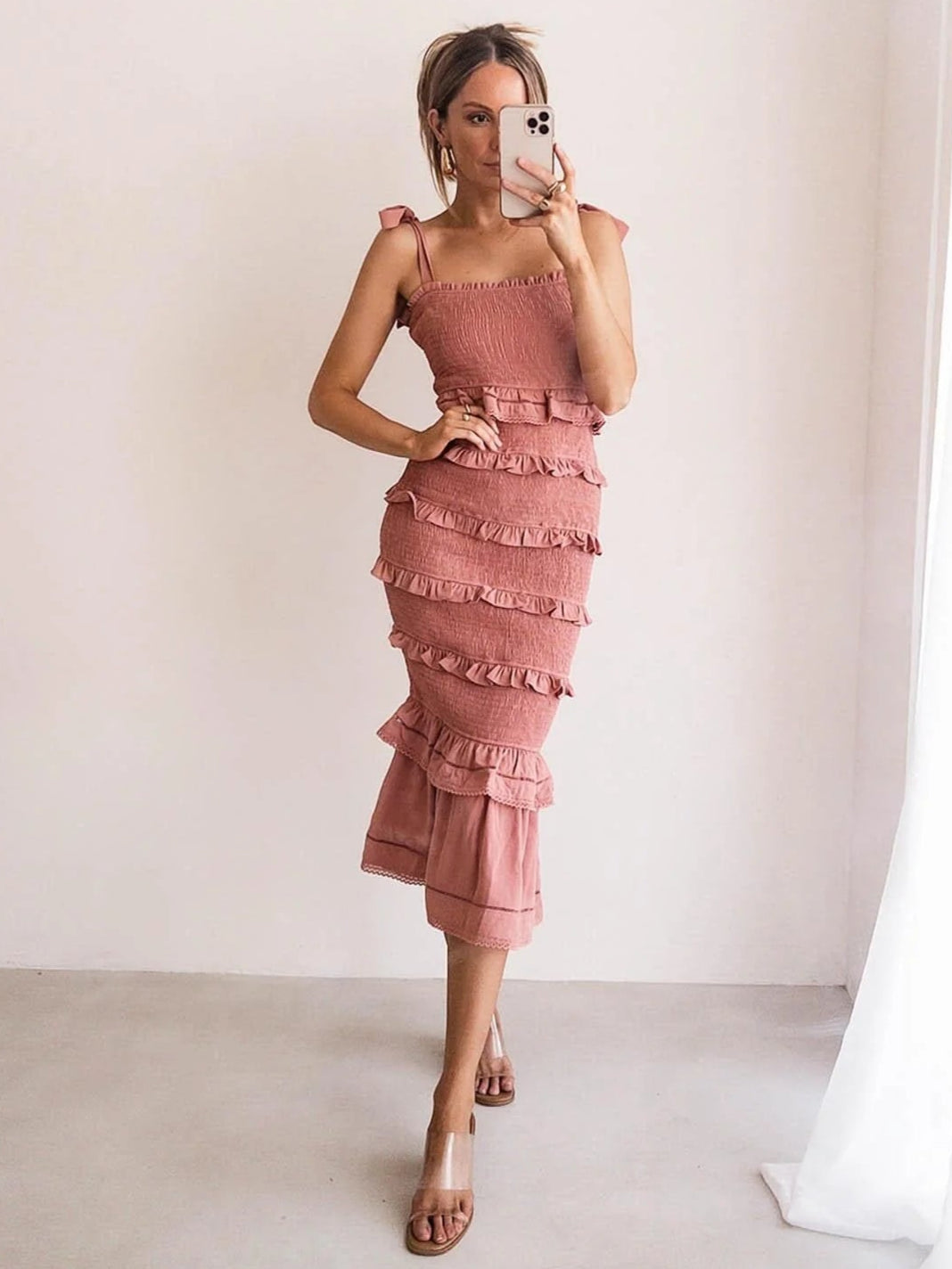 Adele Midi Dress Mauve Front