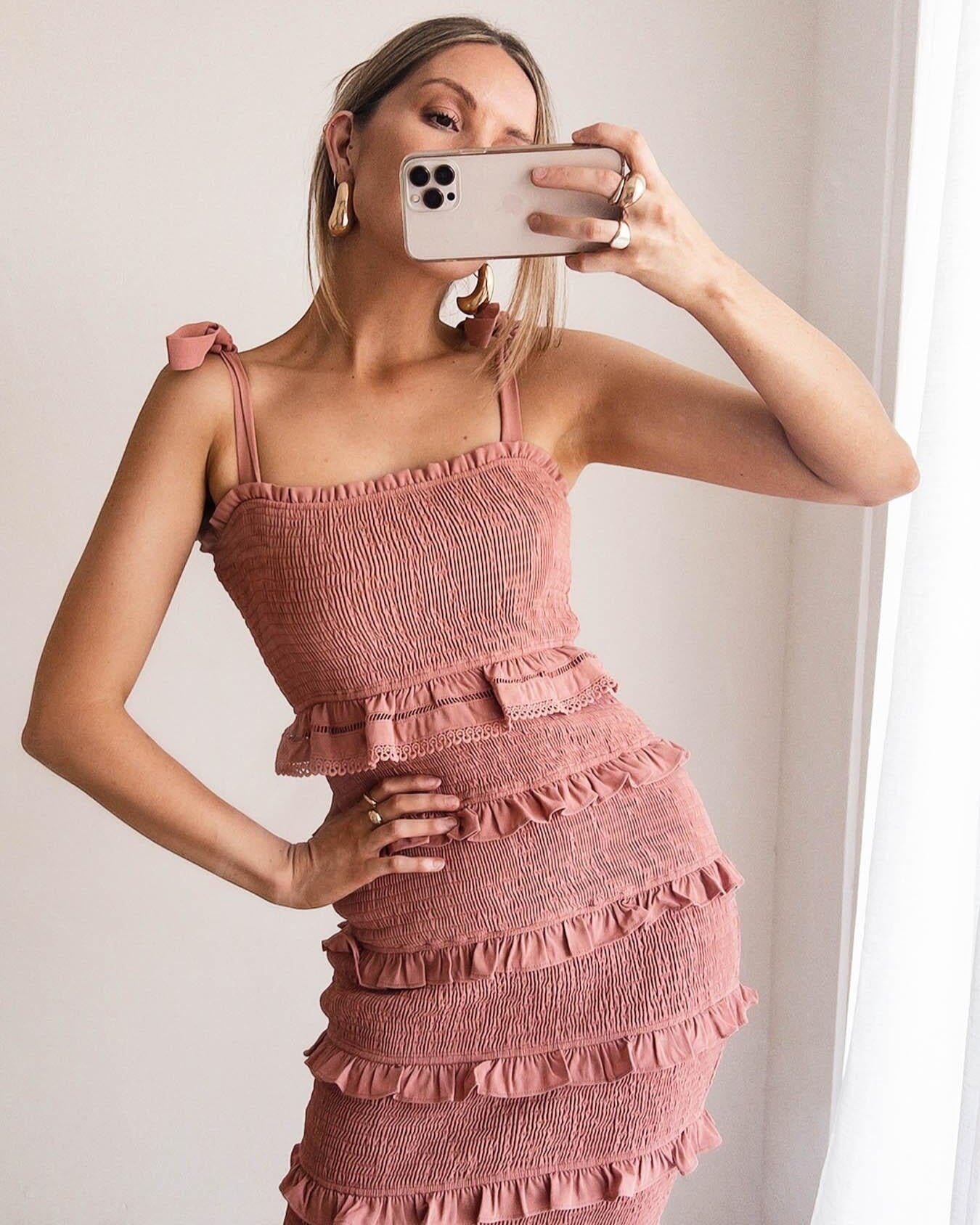Adele Midi Dress Mauve Front