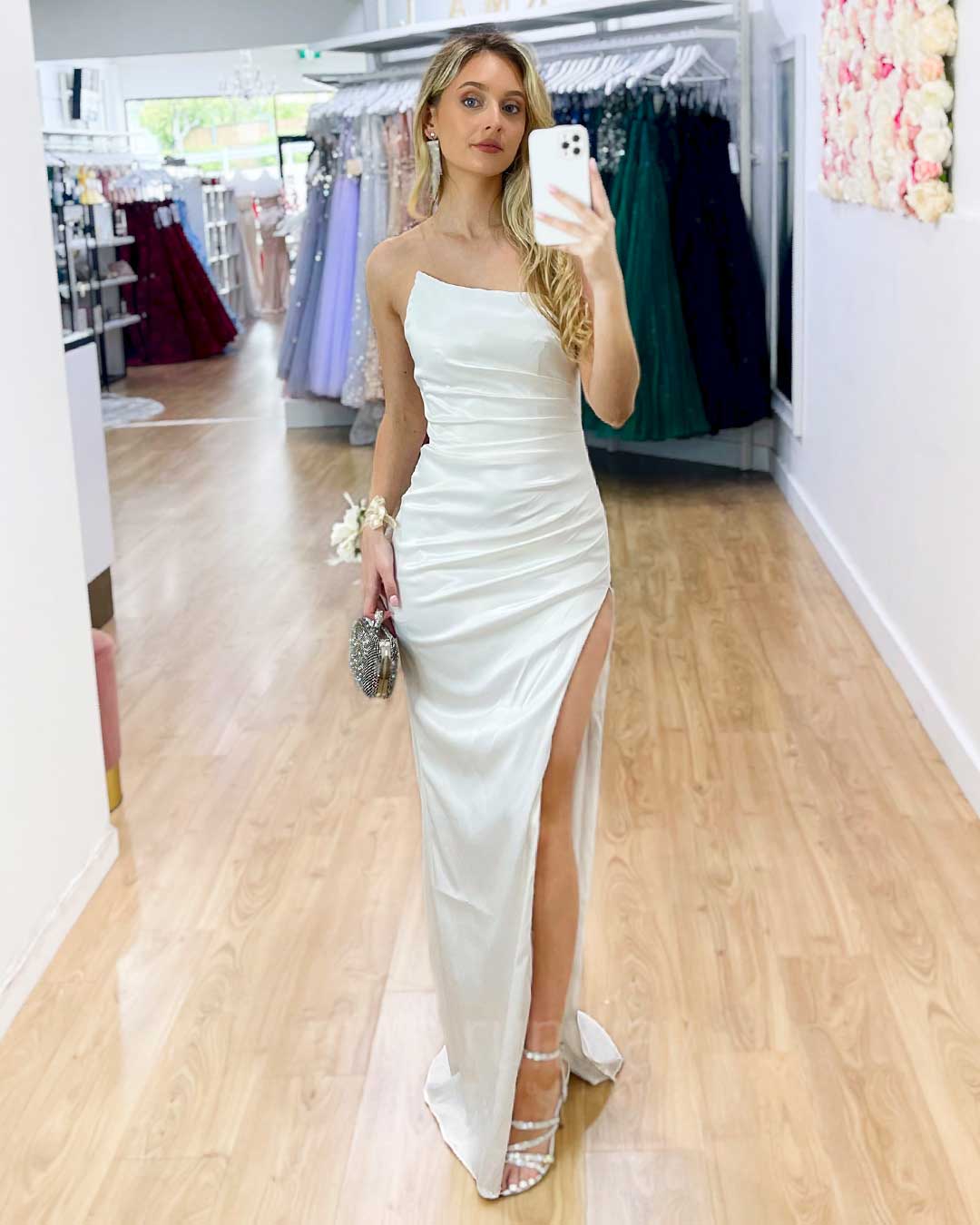 Taipei Satin Gown - White