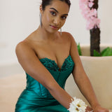 Tess Strapless Corset Gown - Emerald