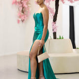 Tess Strapless Corset Gown - Emerald