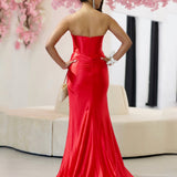 Tess Strapless Corset Gown - Red