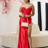 Tess Strapless Corset Gown - Red