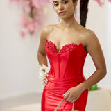 Tess Strapless Corset Gown - Red