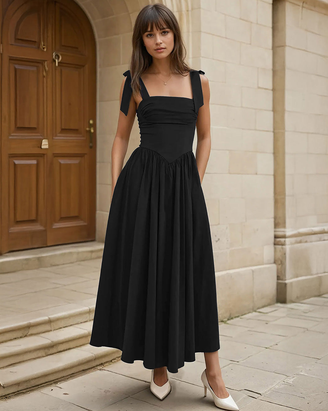 Thea Midi dress front black