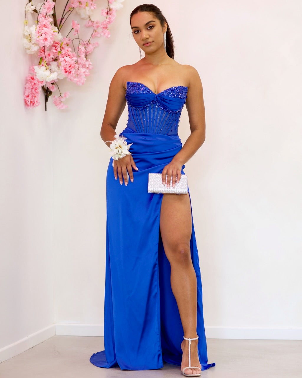 Theodora Embellished Corset Gown Royal Blue 