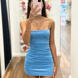 Maya Glitter Mini Dress - Light Blue