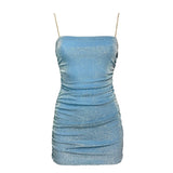 Maya Glitter Mini Dress - Light Blue