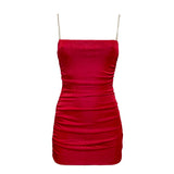 Maya Glitter Mini Dress - Red