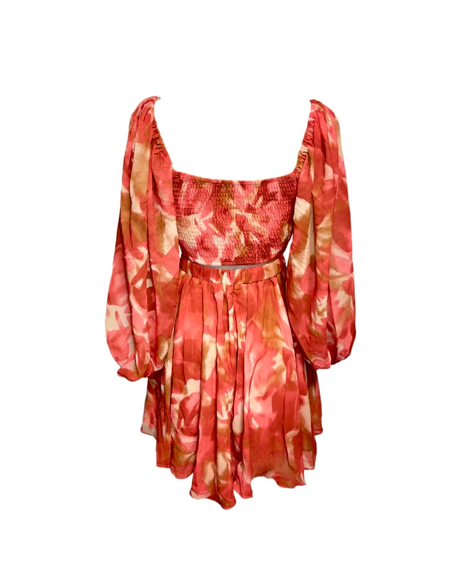 Chiara Chiffon Mini Dress - Orange Print