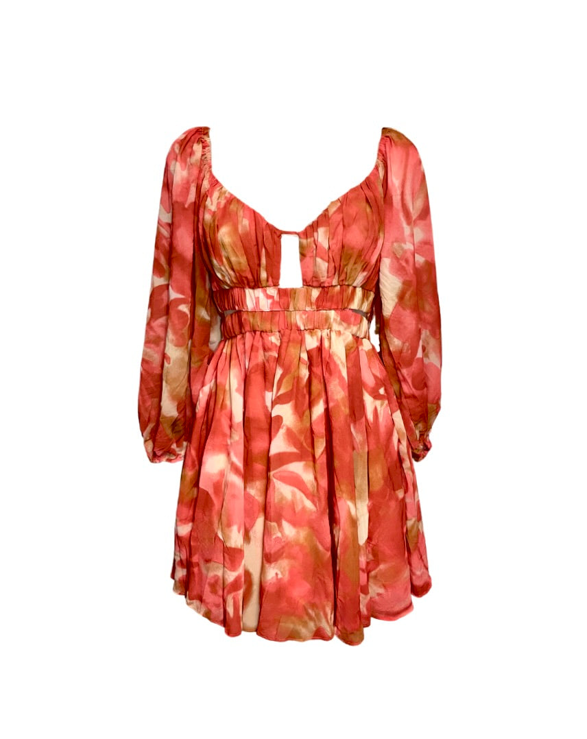 Chiara Chiffon Mini Dress - Orange Print