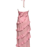 Jolene Ruffle Maxi Dress - Baby Pink