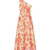 Siena Floral Satin Maxi Dress - Orange