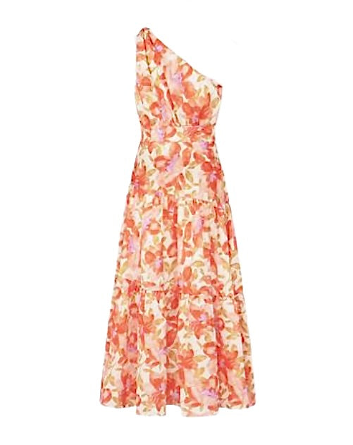 Siena Floral Satin Maxi Dress - Orange