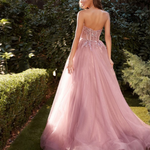 Aurora Strapless Corset Gown - Rose