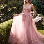 Aurora Strapless Corset Gown - Rose