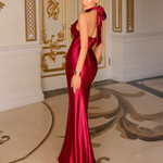 Juniper Corset Satin Gown - Ruby