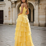 Vivienne Corset Layered Gown - Light Yellow